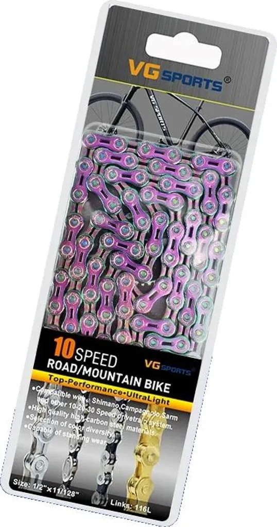 Chaîne de vélo 10v arc-en-ciel pour VTT et route en acier ultra résistant