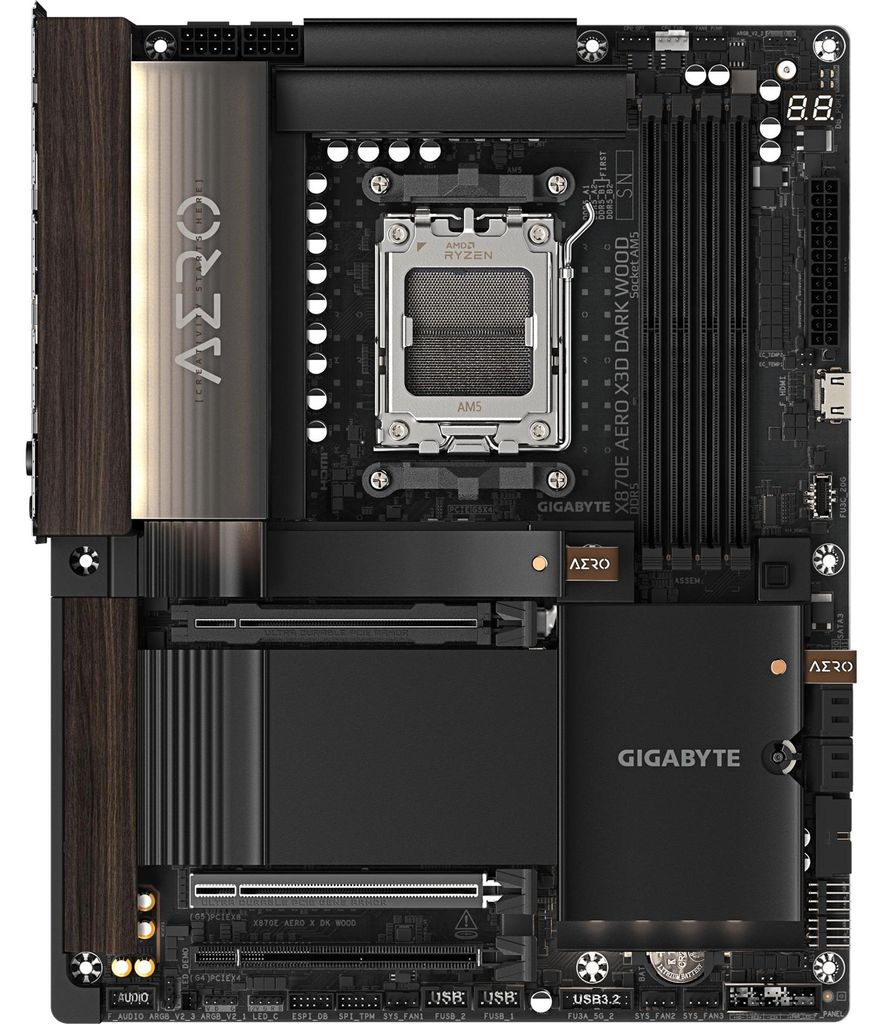 Scheda madre GIGABYTE X870E AERO X3D DARK WOOD – Supporta Immagine del prodotto 