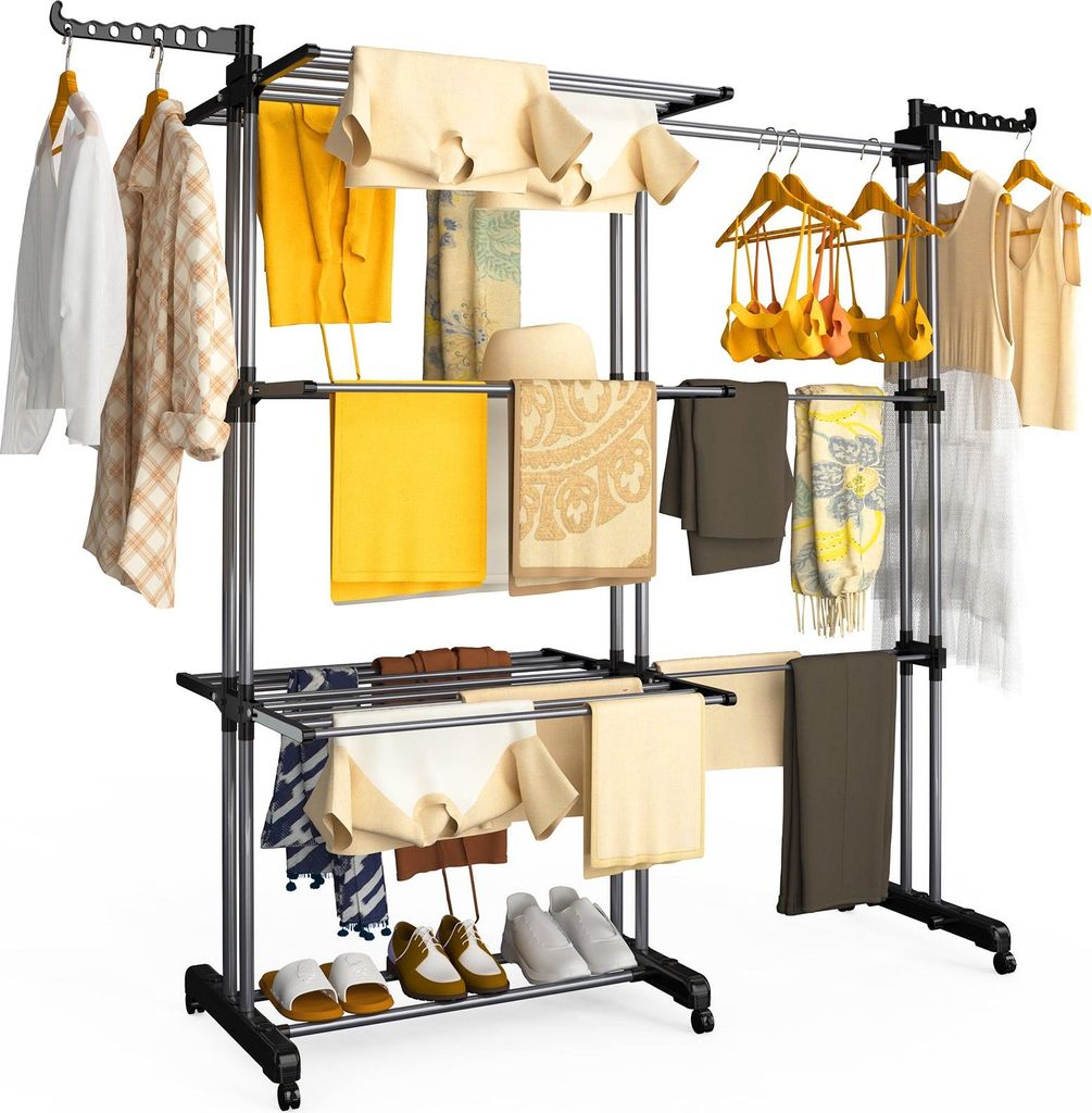 VOUNOT® 4 Ebenen Wäscheständer Ausziehbar, 190x64x170cm Produktbild 