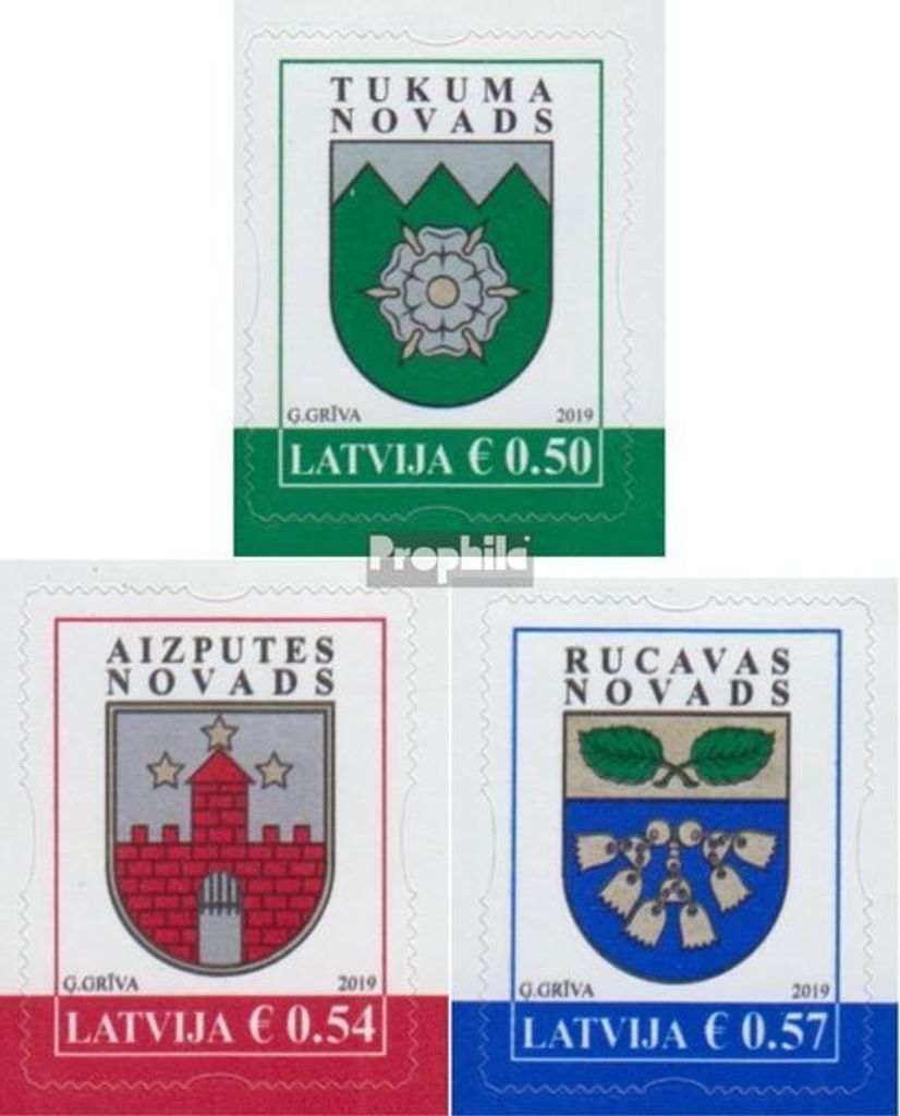 Briefmarken Lettland 2019 Mi 1064-1066 (kompl.Ausg.) postfrisch Bezirkswappen