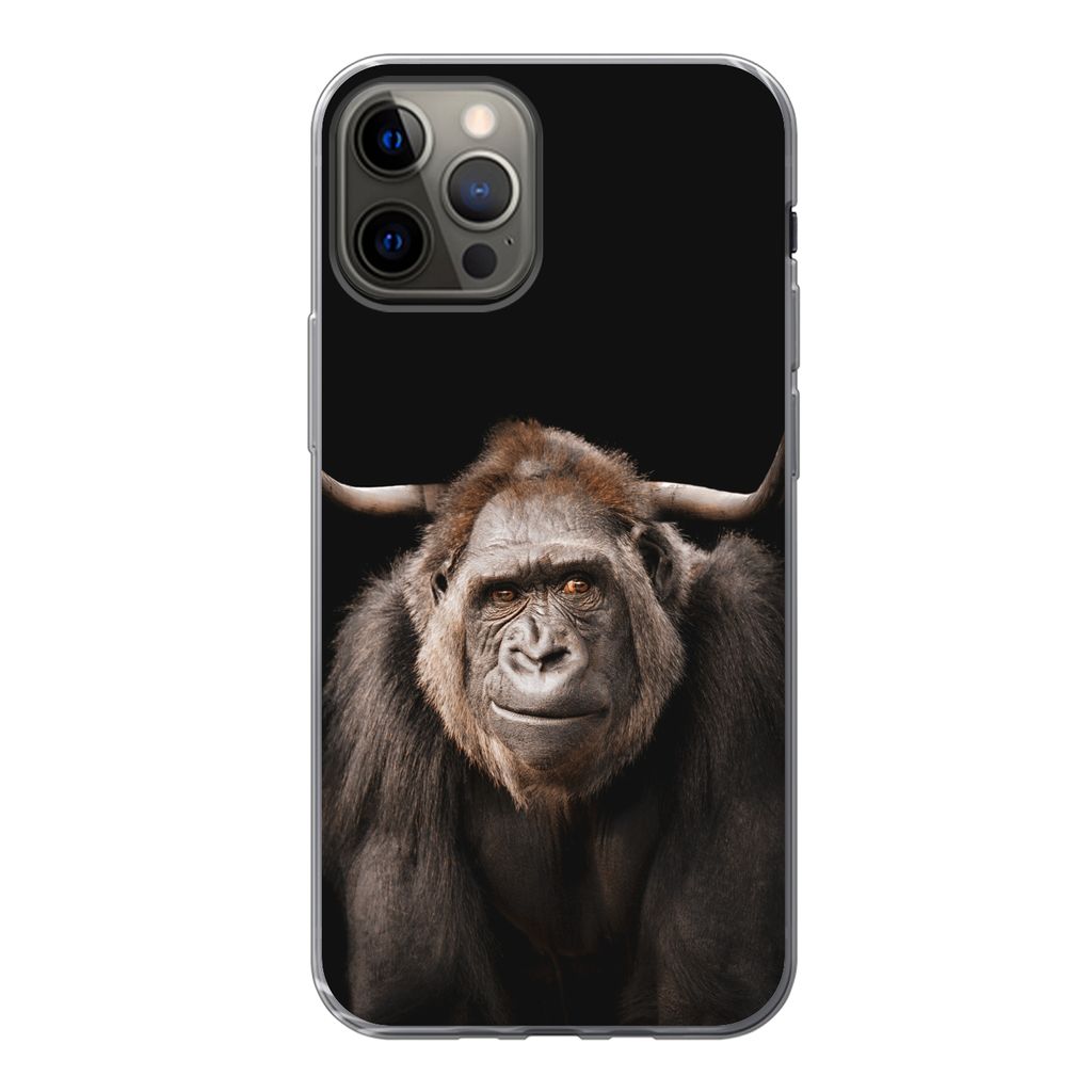 MuchoWow Handyhülle Schutzhülle Hülle für iPhone 13 Pro Affe - Schottischer Highlander - Schwarz Silikon Softcase Handy Hülle - Handy-Tasche