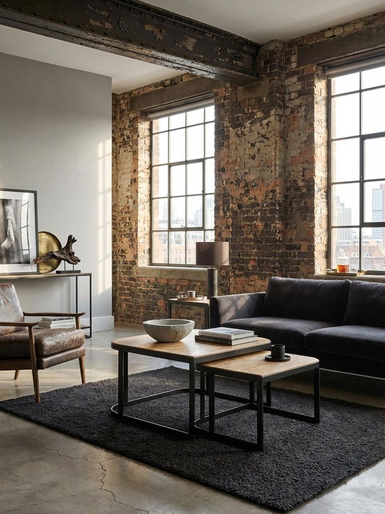 Couchtisch 2er Set Mango Massivholz / Metall Wohnzimmertisch Hell, Industrial Satztisch Beistelltisch Metallbeine Schwarz, Tischset 2-teilig Satzti...