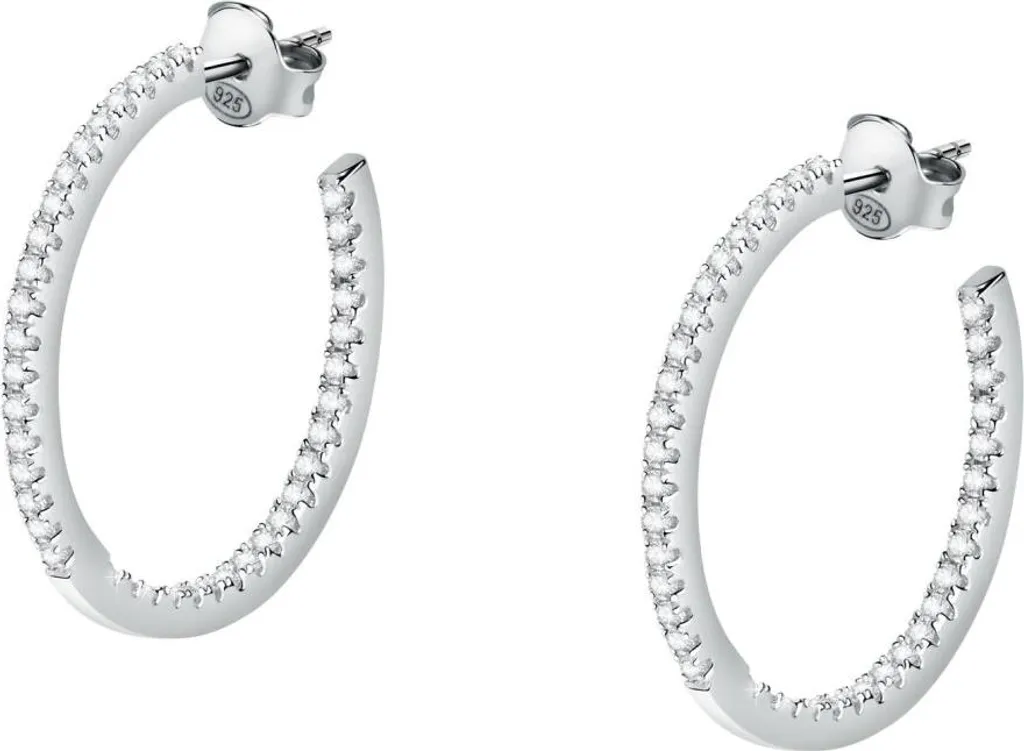 Boucles d'oreilles cercle argent massif et oxyde de zirconium SAIW147