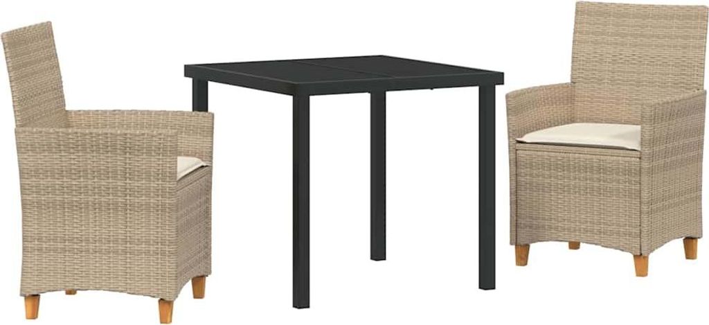 Garten Essgruppe 3 pcs Beige Poly-Rattan