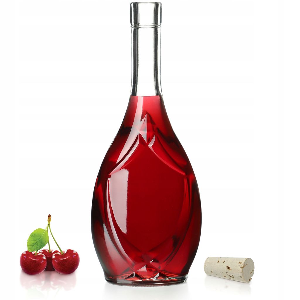 KADAX Glasflasche mit dichtem Korkenverschluss, Ölflasche mit Traubenmuster, Essigflasche 500ml - 1 Stück