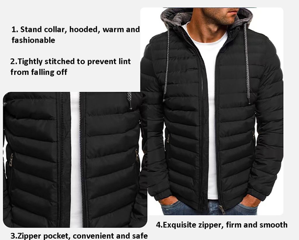 Herren Steppjacke Verdicken Warm Stehkragen Herbst Winter Produktbild 3