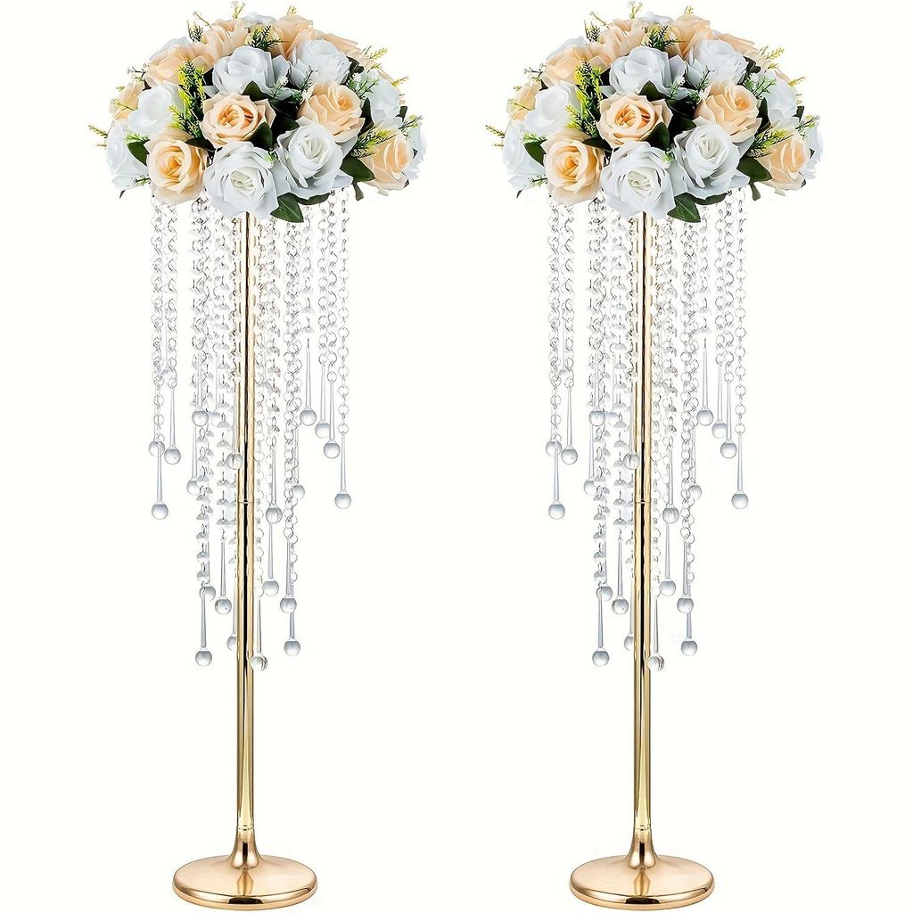 2 Stück Kerzenleuchter Set,Kristall Blumenstand Hochzeit Produktbild 