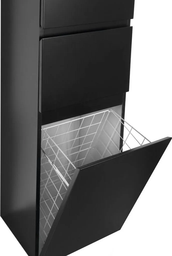 Meuble de salle de bain gain de place avec bac à linge ALTAIR noir