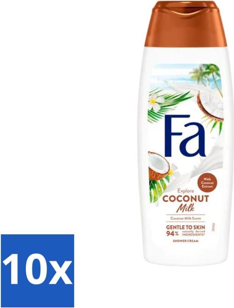 Fa - Duschgel - Kokosmilch - Feuchtigkeitsspendend & Beruhigend - Weichmachend - 250 ml - Vorteilspack - 10 Stücke