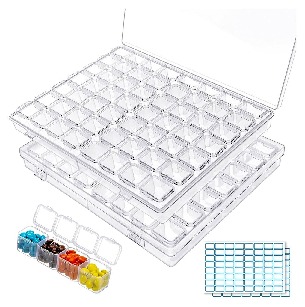 2 Stück Sortierbox mit 56 Fächern, Aufbewahrungsbox für Ringe, Perlen und Angelhaken – Praktische Lösung für Kleinteile