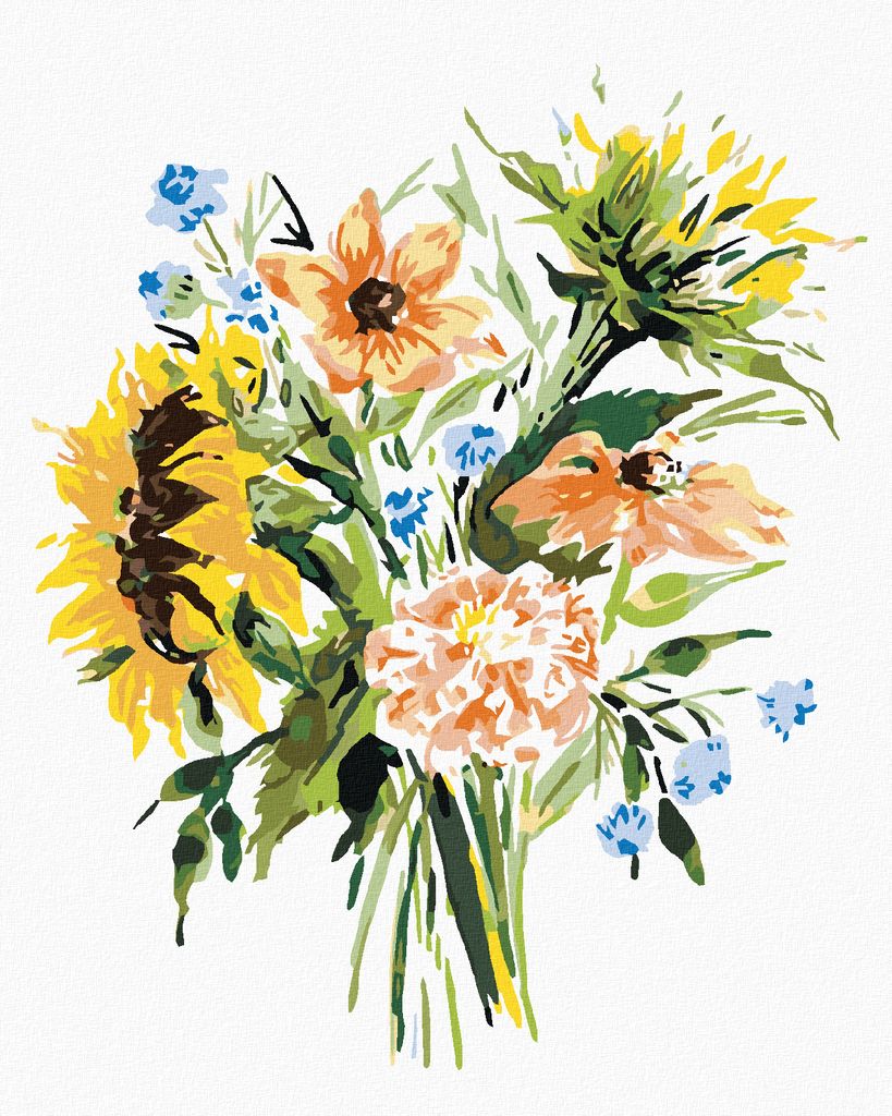 Zuty - Malen nach Zahlen - BLUMENSTRAUSS AUS WILDBLUMEN UND SONNENBLUMEN (ALEXANDRIA GILBERT), 40x50 cm, ohne Keilrahmen
