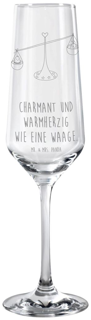 Mr. & Mrs. Panda Sektkelch Sternzeichen Waage - Transparent - Geschenk, Marienkäfer, Hummel, dekorglas, Champagnerglas, Gleichgewicht, Biene, Sekt...