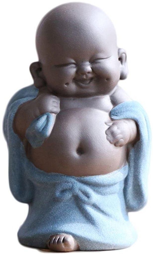 Keramisches Boeddhabeeld, kleine Figur, blauw, für den Büro- oder Heimgebrauch