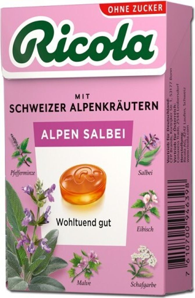 Caramelle Alle Erbe Ricola Salvia Alpina, Senza Zucchero, Immagine del prodotto 