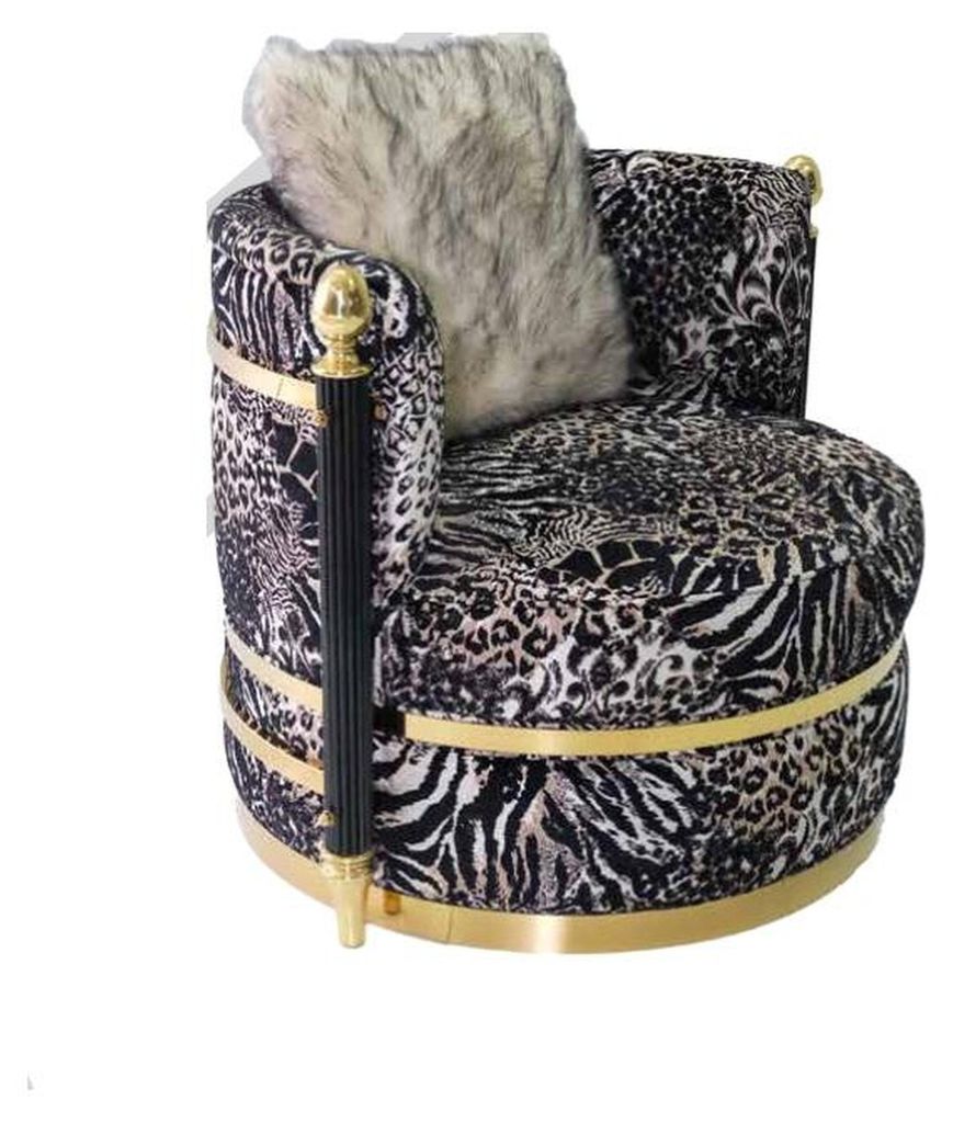Luxus Zebra Stoff Sessel Lounge Club Möbel Einrichtung Wohnzimmer Einsitzer