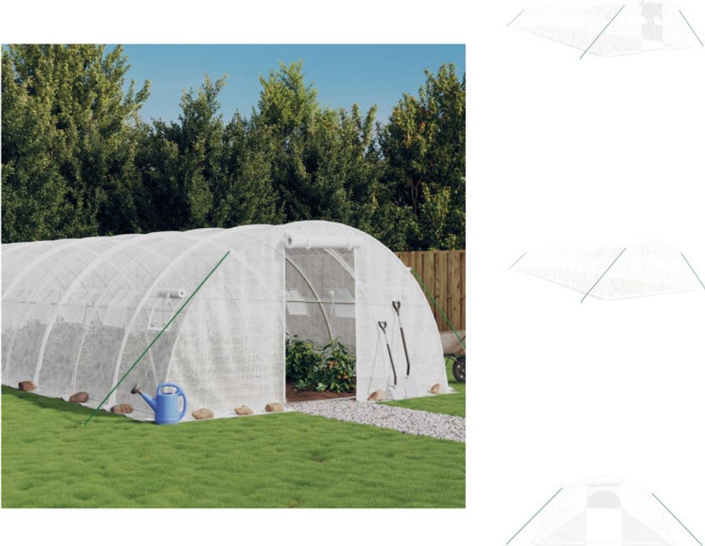 vidaXL Gewächshaus mit Stahlrahmen Weiß 72 m² 18x4x2 m - Gewächshäuser
