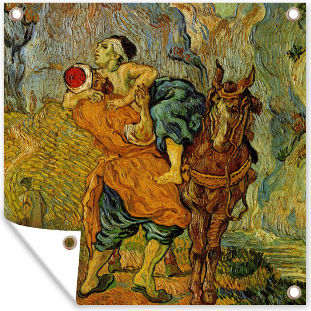 MuchoWow 50x50 cm Outdoor-Poster Gartendeko Sichtschutz Garten Poster für den Garten Der barmherzige Samariter - Vincent van Gogh
