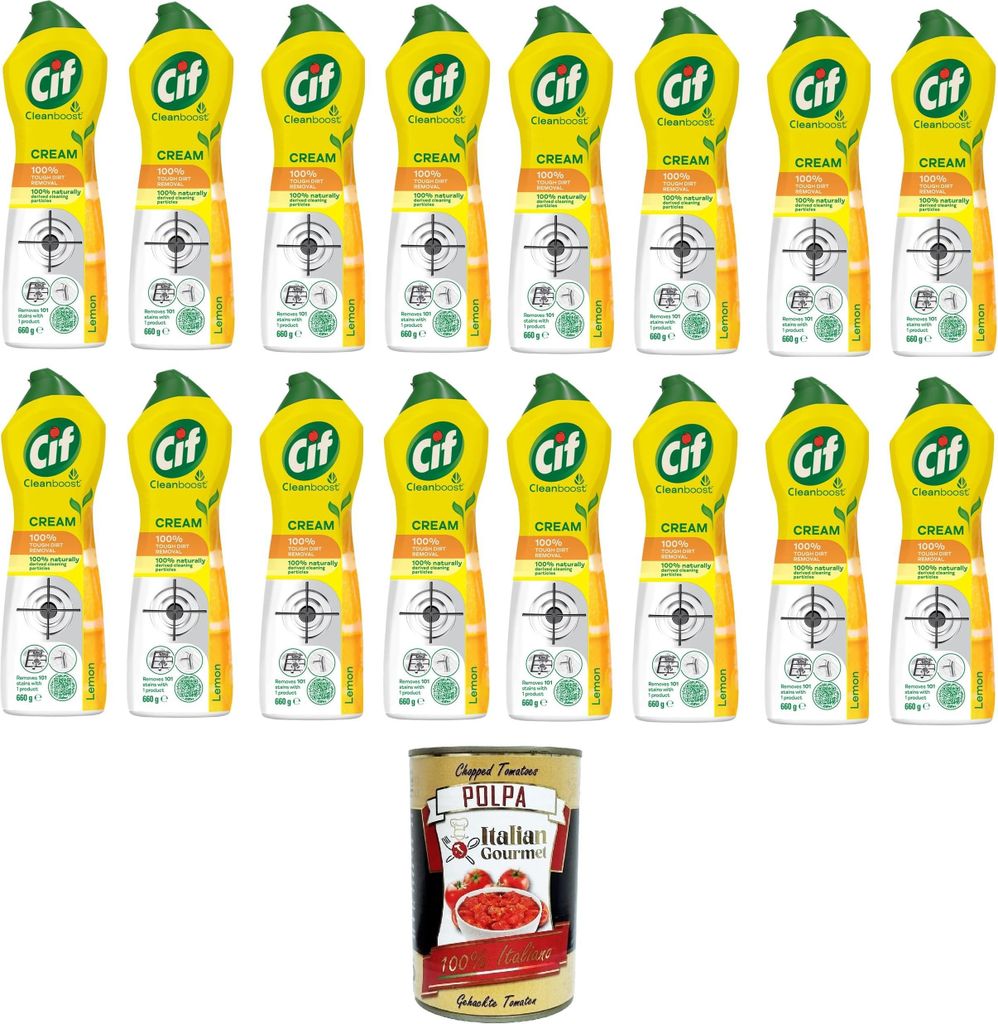 Cif Lemon Flavoured Micro Particles Cream 16x500ml + italian Gourmet polpa 400g