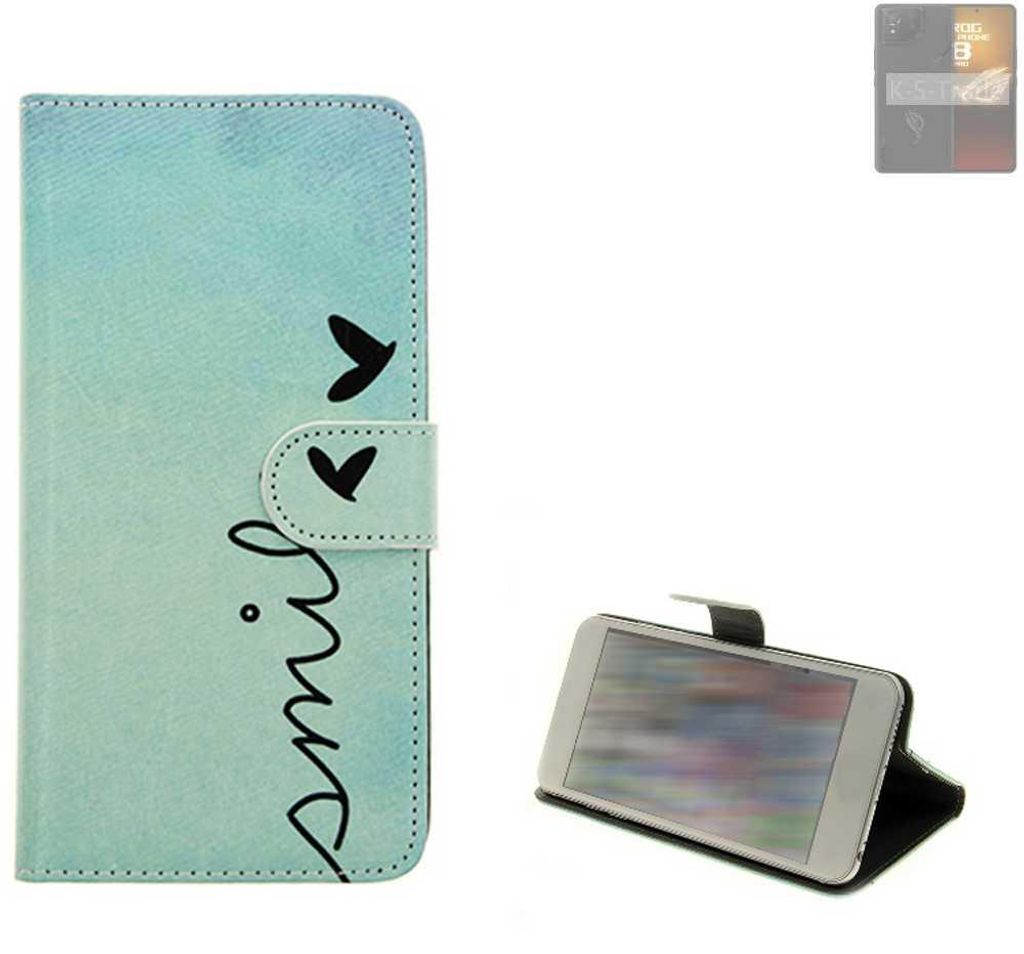 K-S-Trade Schutz Hülle Handy Hülle kompatibel mit Asus ROG phone 8 Pro Edition Hülle Handyhülle cover bookstyle Etui Handyhülle “smile“
