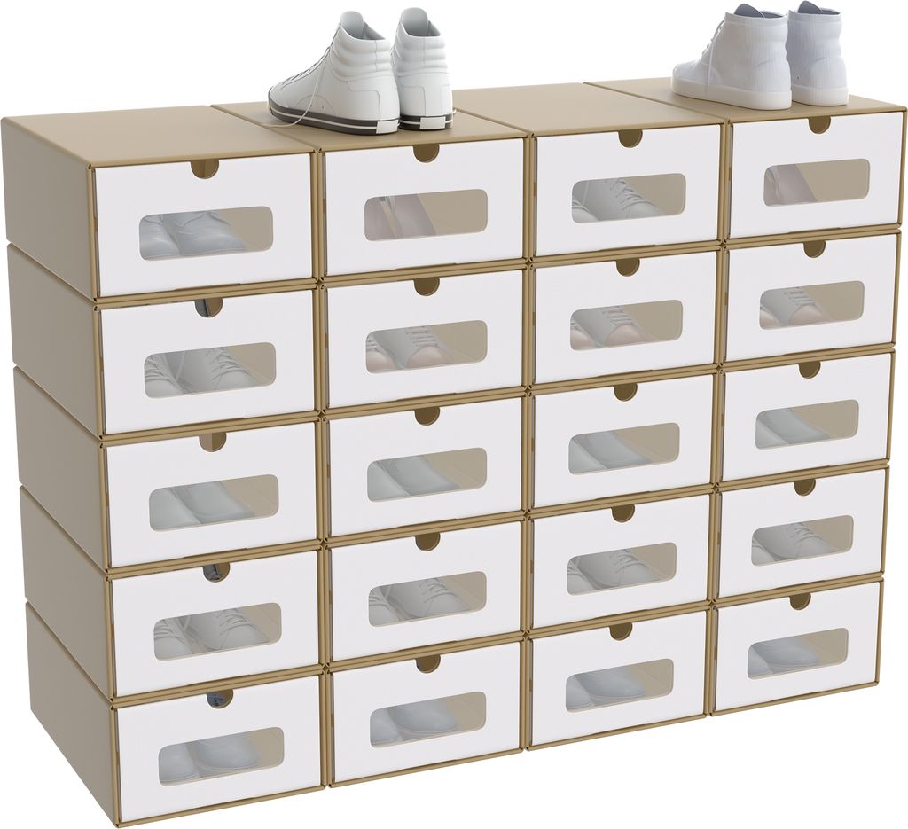 UISEBRT 20er Schuhaufbewahrung mit Sichtfenster, braune Kraftpapier Schuhboxen, praktische Schuhkartons für Sneakers, stapelbare Aufbewahrung für...