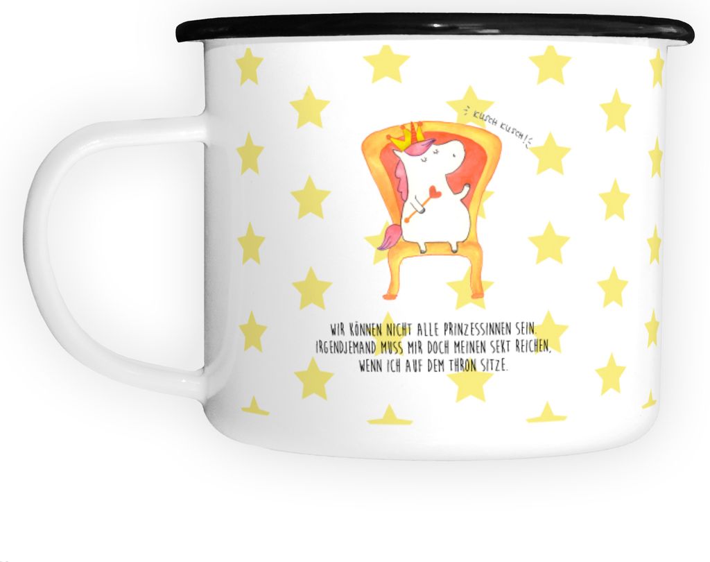 Mr. & Mrs. Panda Emaille Tasse Einhorn Prinzessin - Weiß - Geschenk, Große, Haferl, Monat, Geburtstagsgeschenk, großer becher, Pott, Geburtstag,...