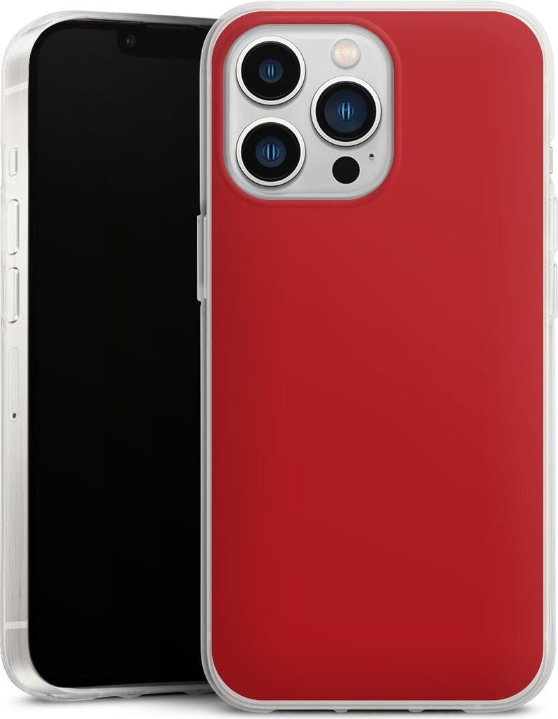 DeinDesign Handyhülle für Apple iPhone 13 Pro Silikon Hülle Case Smartphone Schutzhülle Farbe Rot einfarbig