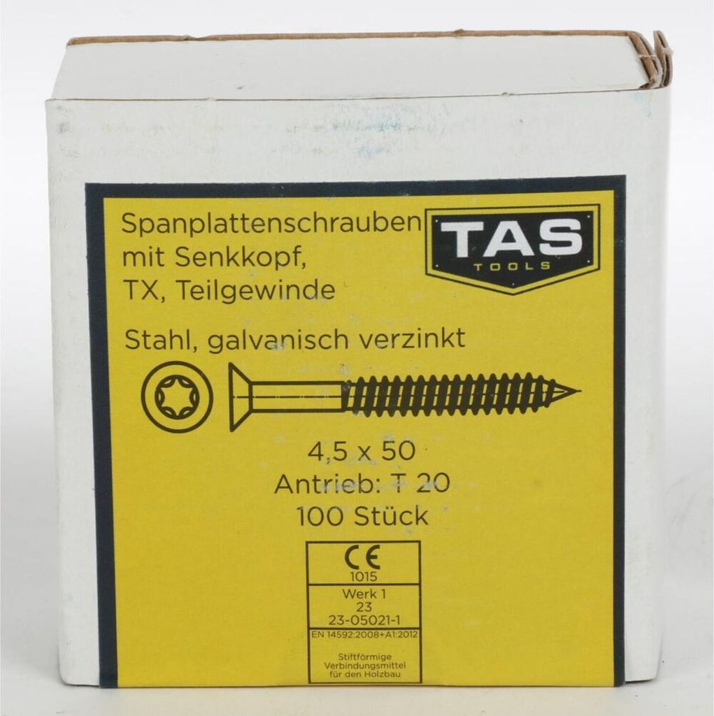 12x TAS Spanplattenschrauben 50 Stück 4,5x50mm TX Teilgewinde Senkkopf Holz Bau