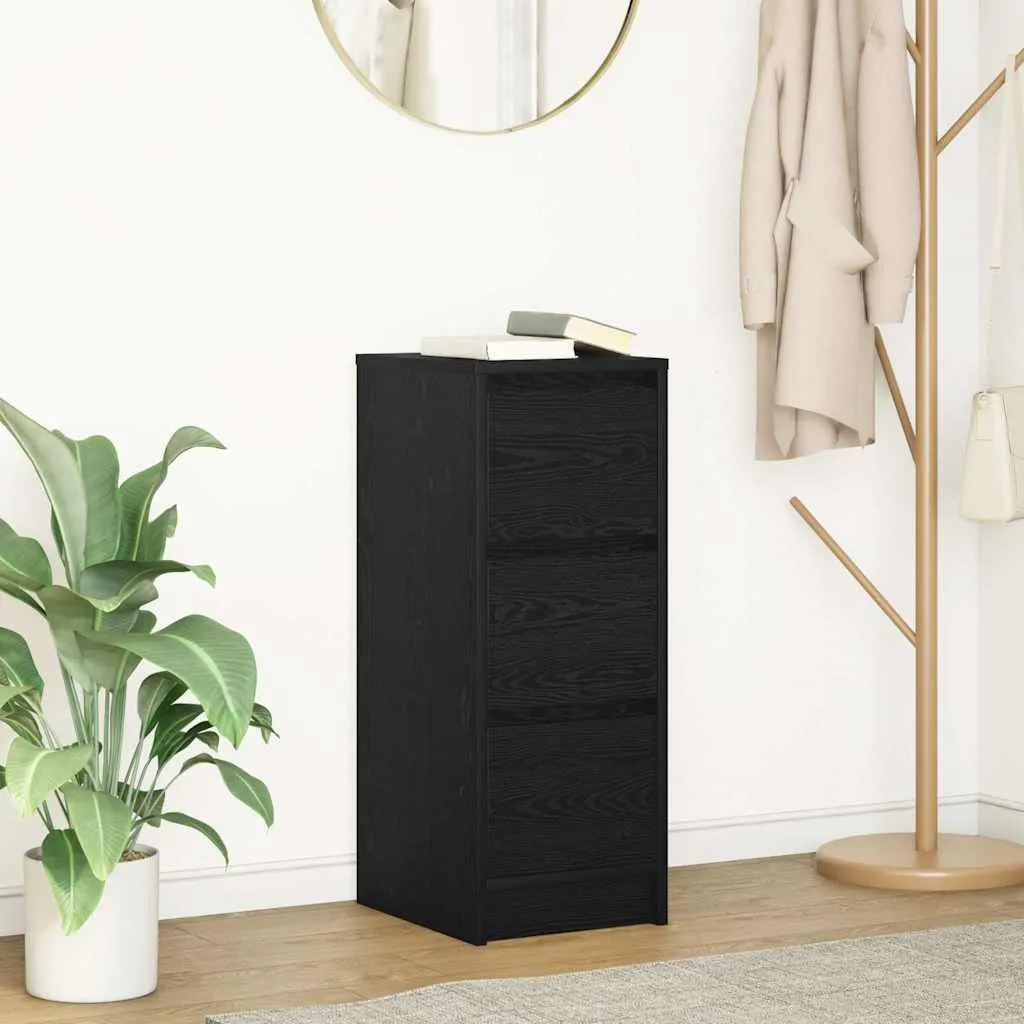 Mobiletto Contenitore Nero 29,5x34x76 cm - vidaXL Look Rovere