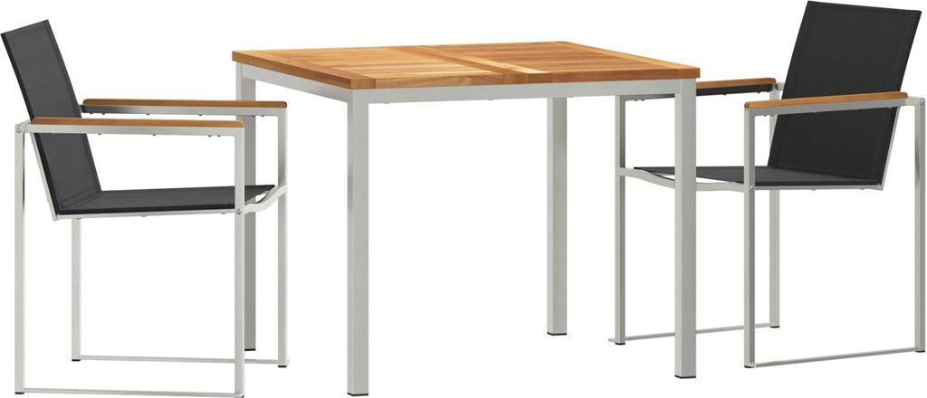 Möbel 3-teilige Garten Essgruppe aus massivem Teakholz, Esstisch für draußen 90x90x74,5 cm aus massivem Teakholz - Gartentische 3334829