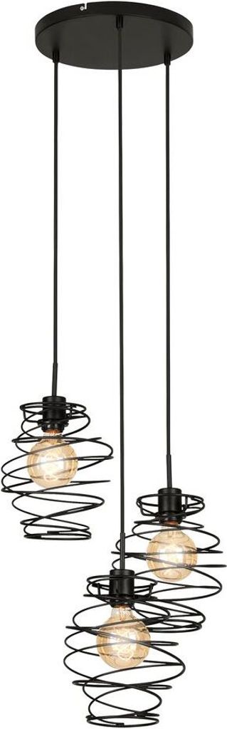 Pendelleuchte Pendellampe Metallspiralen 3xE27 60W Ø30cm Schwarz Briloner