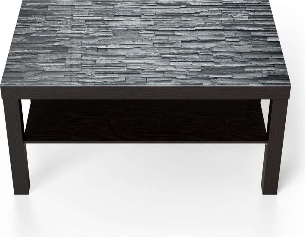 DEQORI Couchtisch 90x55 cm Schwarz 'Unebene Schieferwand' Glas Beistelltisch