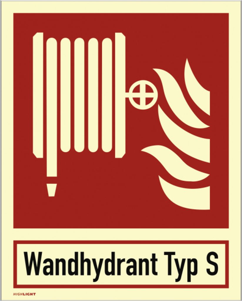 Dreifke Kombischild Löschschlauch Typ S ISO 7010, Folie, nachleucht., 160-mc...