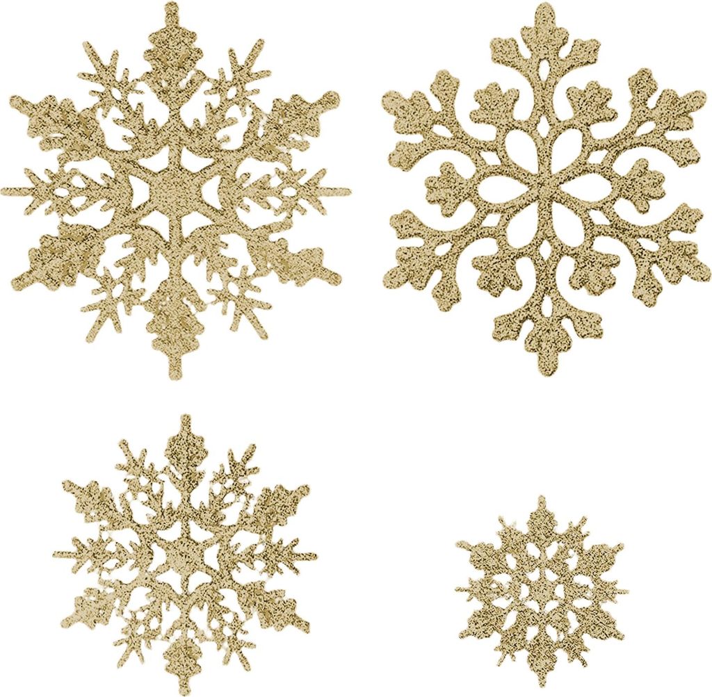 36-teiliges Set glitzernder Schneeflocken-Weihnachtsbaumschmuck zum Aufhängen für winterliche Weihnachtsdekoration im Innenbereich