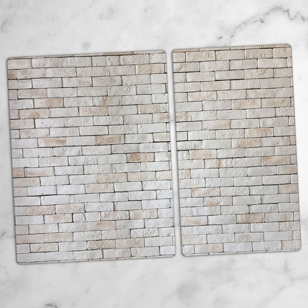 Glas-Herdabdeckplatten Glaskeramikkochfeld-Abdeckung Spritzschutz Schneidebrett Zweiteilige Glas 70x52 cm weißer Ziegel