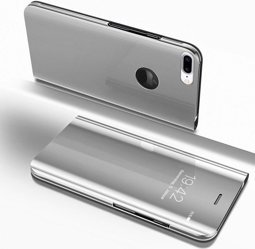 Handyhülle für Apple iPhone 7 / iPhone 8 / iPhone SE 2020 Smart Cover Schutzhülle Clear View Case Silber