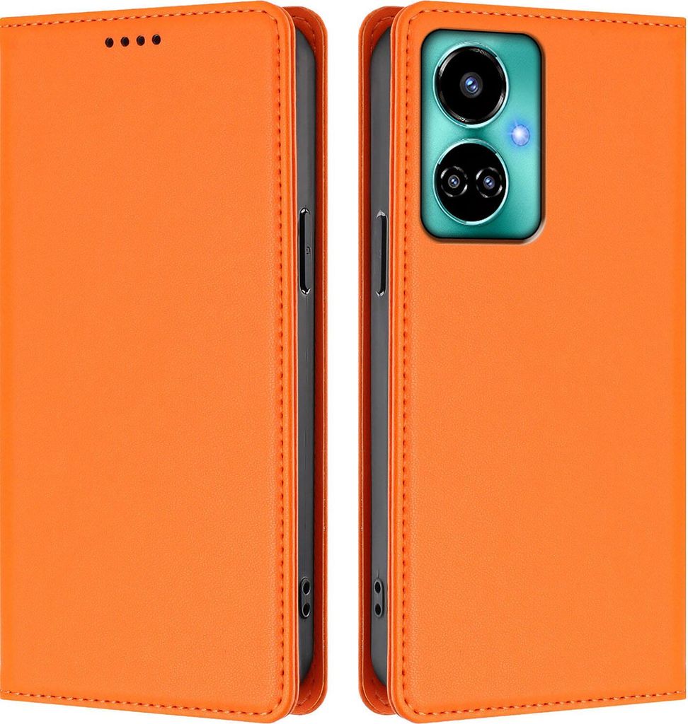 Handyhülle für Tecno Camon 19 /Camon 19 Pro 5G, Kunstleder Klapphülle Stoßfeste Magnetische Hülle mit Ständer Orange
