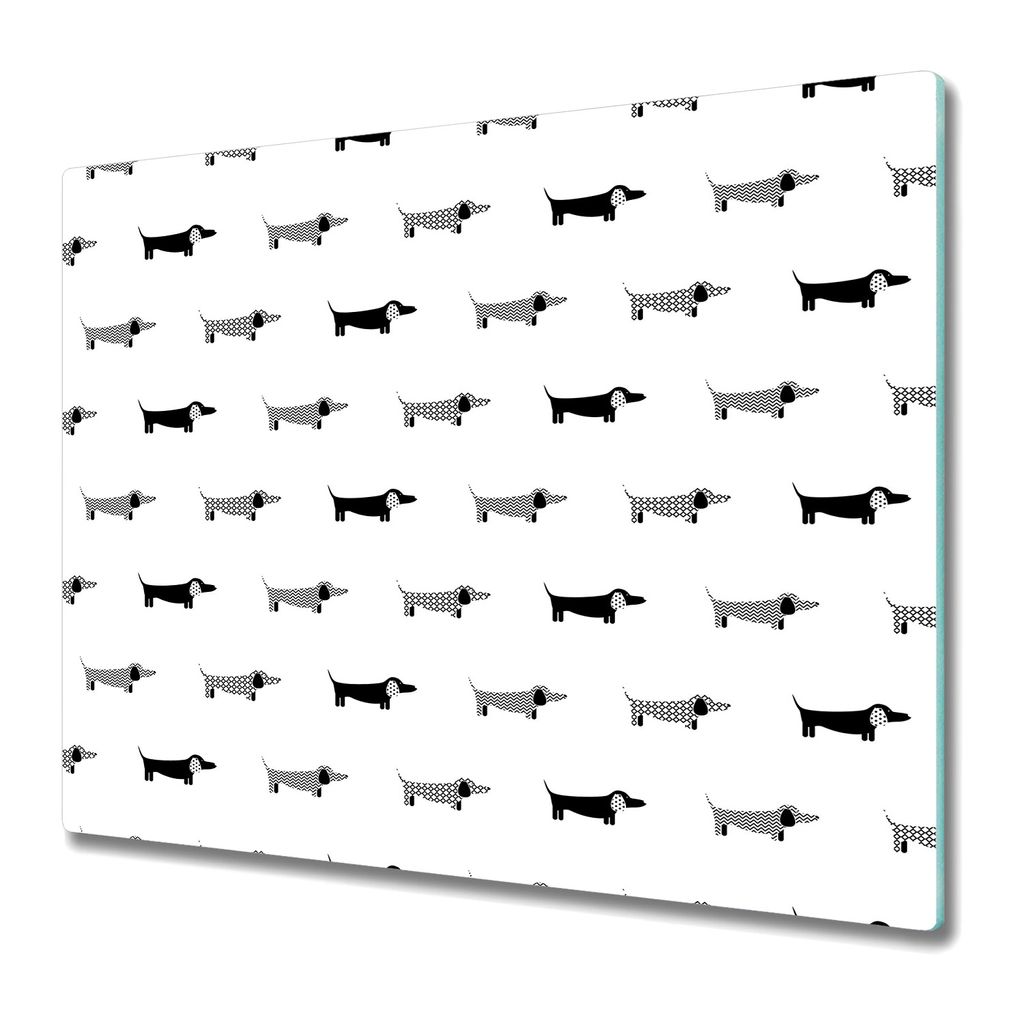 Küche Schneidebrett - Glas Schneidebrett - Herd Abdeckung - 60x52 - Dackel Haustiere Hunde