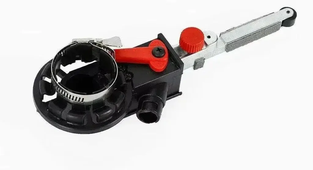 Ponceuse à bande rouge avec tête inclinable à 180° ergonomique UE
