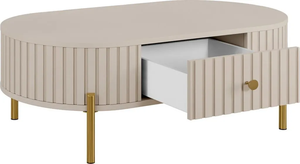 Table basse TAZEVEL beige sable - Table de salon design aux tons naturels - 3