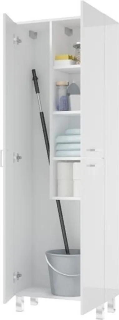 Armoire gain de place 179 cm avec porte-serpillière MEA blanc