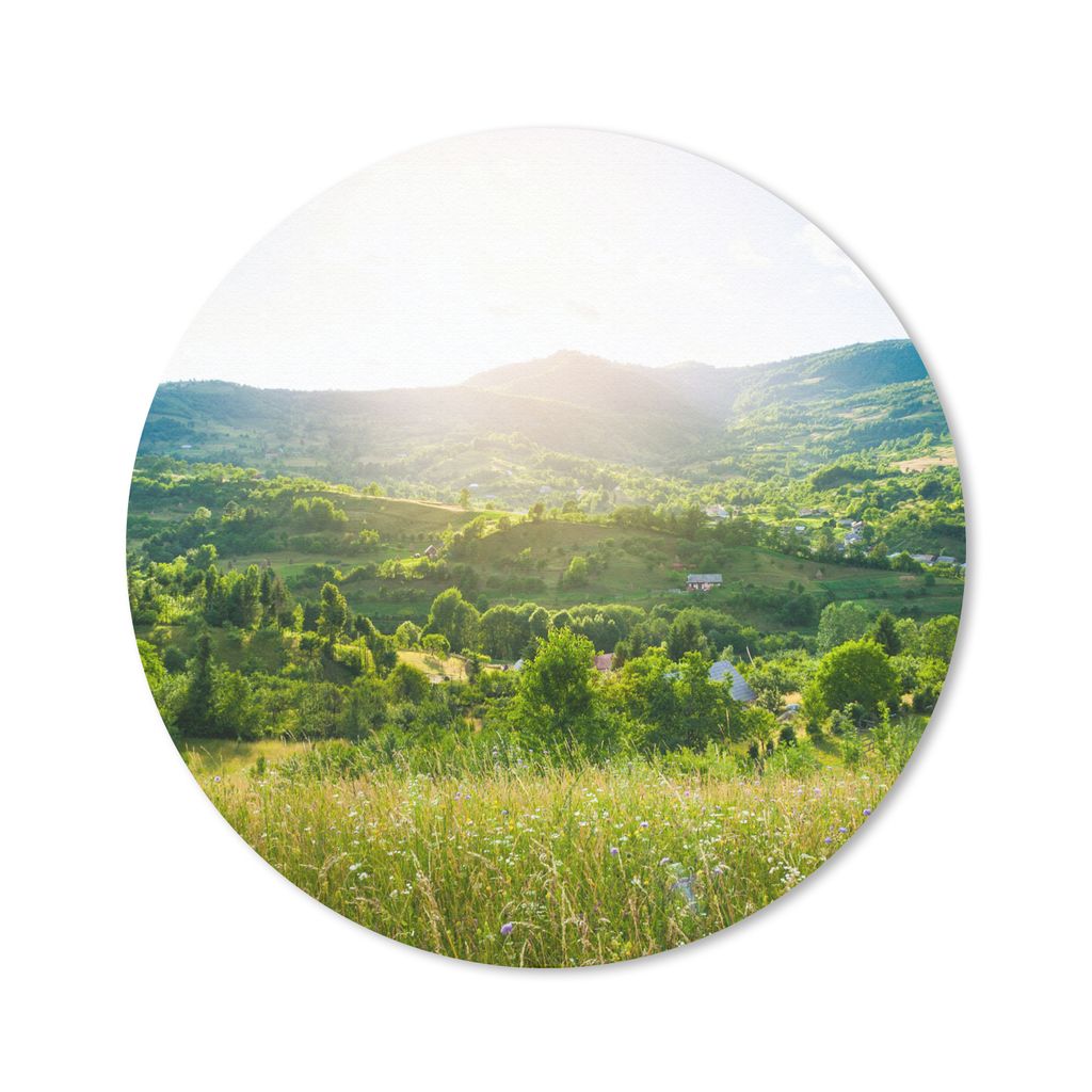 MuchoWow Mauspad Mousepad Wald - Landschaft - Sonne - Natur - Sonnenaufgang 40x40 cm - Mousepads - Maus Mat - Pad - Mausunterlage - Schreibtisch ...