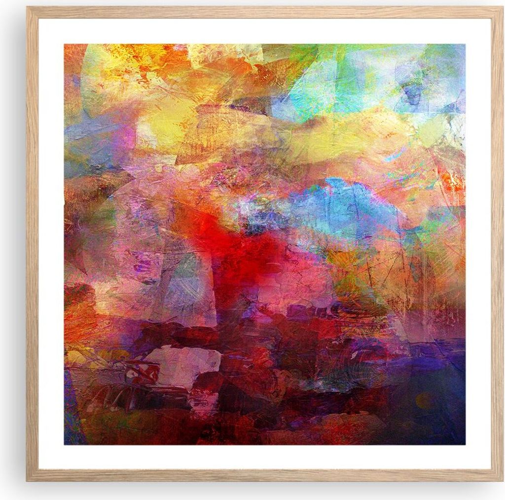 Gerahmtes Poster - Rahmen in heller Eiche - Abstraktion modern - 60x60 cm - Wand Bild - Wanddeko - Wandbilder - Wandposter - Bilderrahmen - Bilder ...