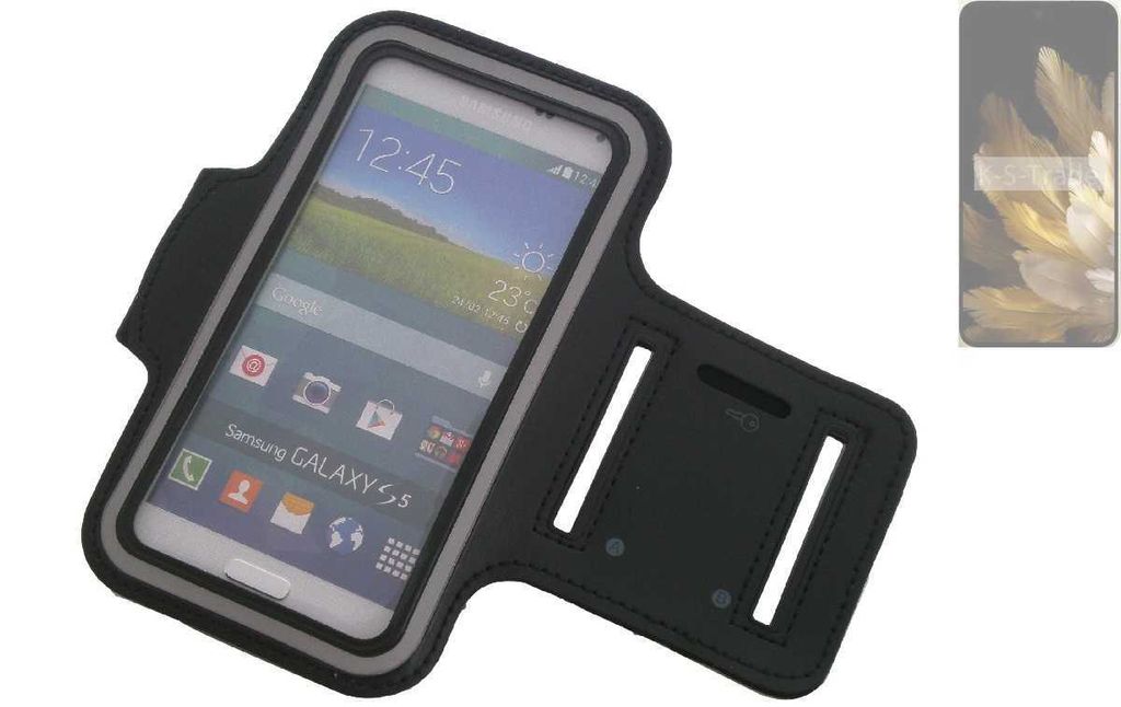 Kompatibel mit Oppo Find N3 Neopren Jogging Armband Sportarmband Oberarmband schwarz kompatibel mit Oppo Find N3 mit Reflektor Streifen. Fitness Lauf