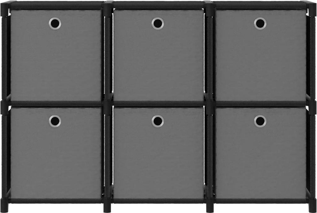 vidaXL Scaffale a cubi con 6 contenitori Nero 103x30x72,5 Immagine del prodotto 