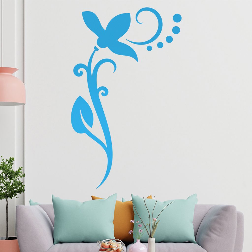 Blume - Linien Punkte Wandtattoo in 6 Größen - Wandaufkleber Wall Sticker - Dekoration, Küche, Wohnzimmer, Schlafzimmer, Badezimmer