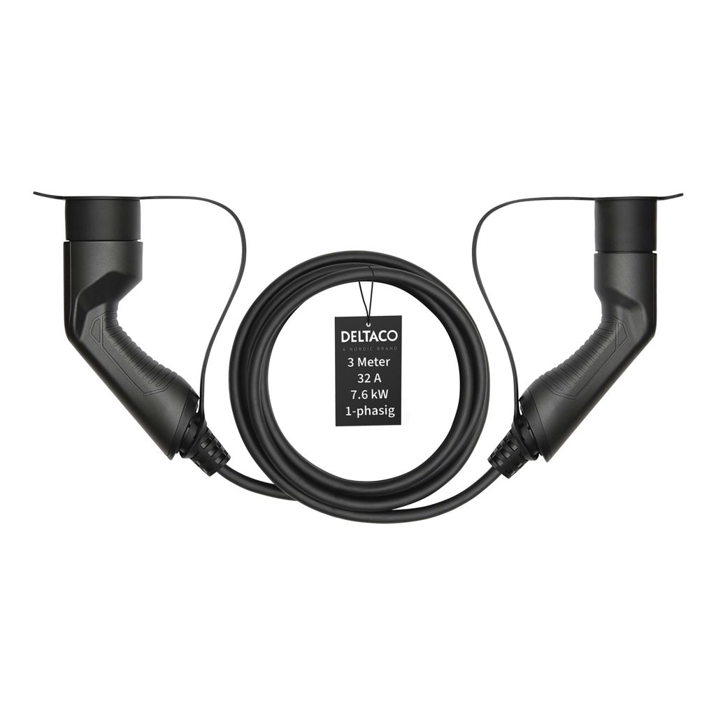 Deltaco EV-1213, Schwarz, Typ 2, Typ 1, Schwarz, Produktbild 