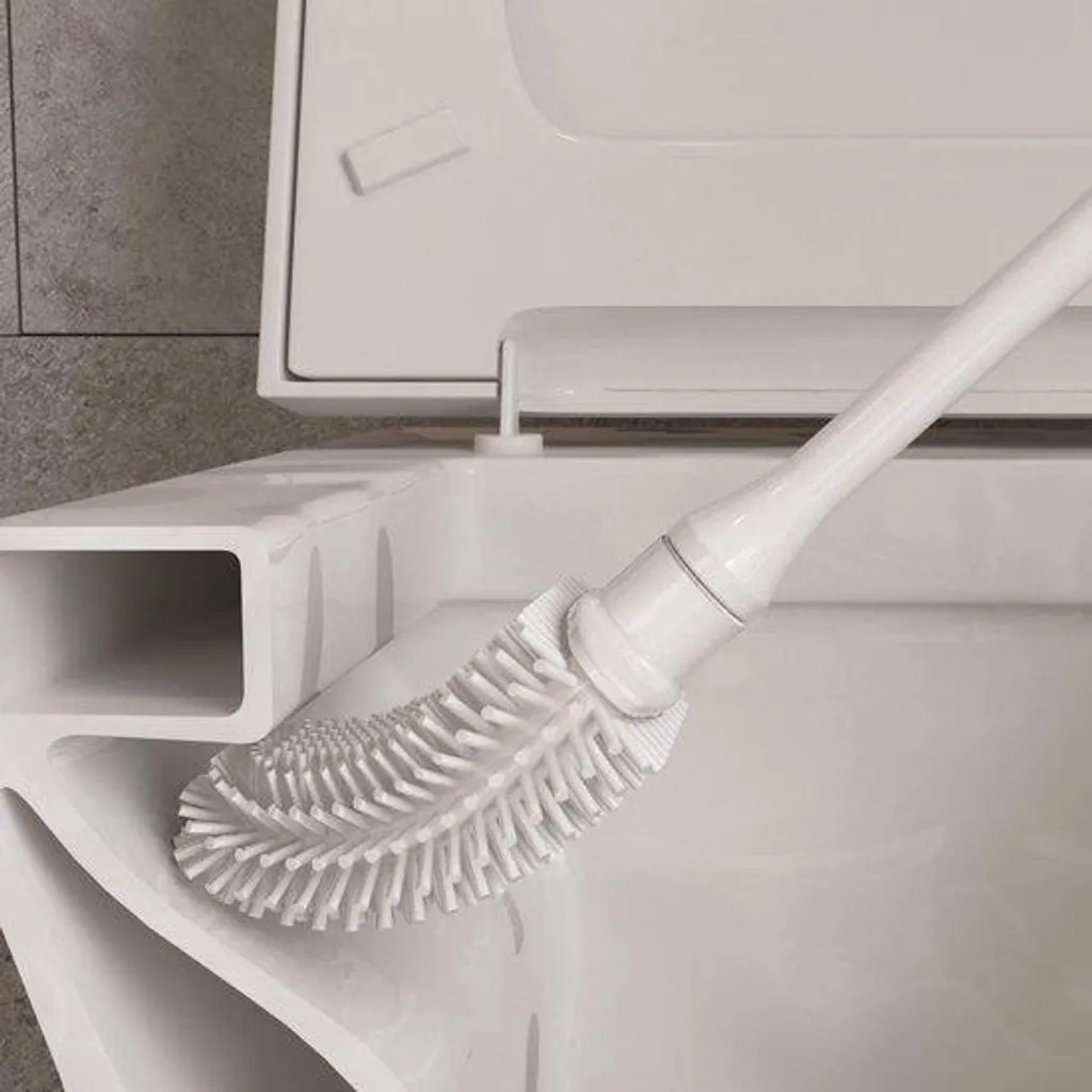 Brosse de toilettes flexible blanche 47 cm - Silicone haute densité