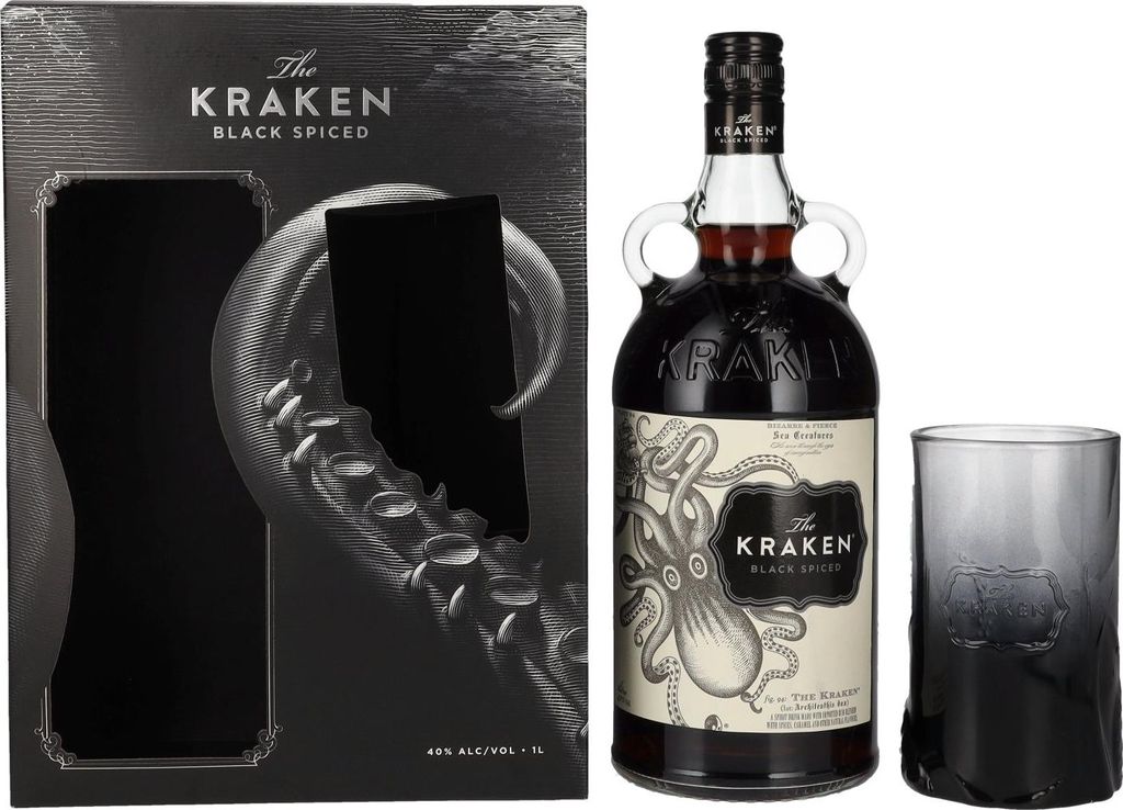 The Kraken Black Spiced 40% Vol. 1l in Geschenkbox mit Glas Produktbild 