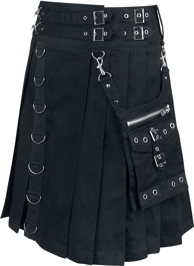 Heartless Mittellanger Rock Herren Calle Kilt schwarz L