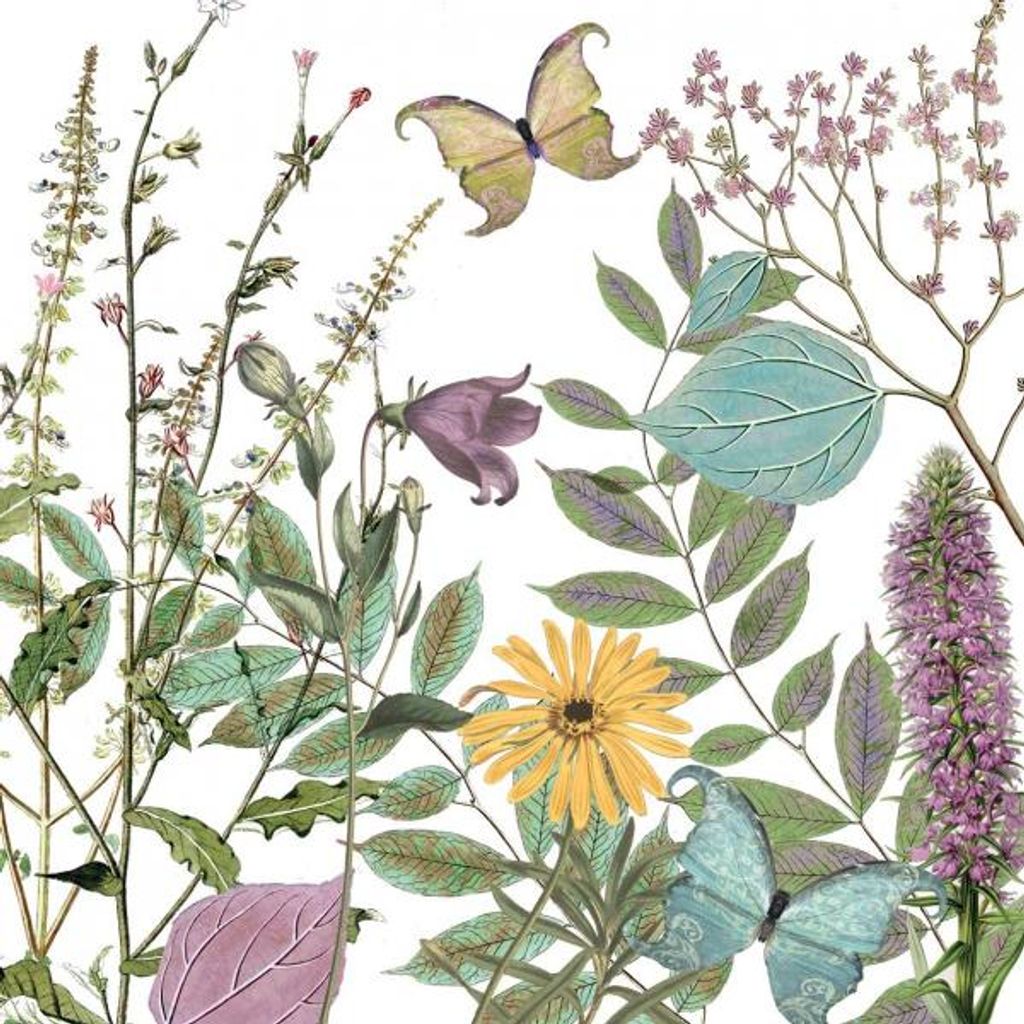 PPD Kensington Garden Servietten, 20 Stück, Tischservietten, Tissue, Weiß / Grün, 33 x 33 cm, 1332375